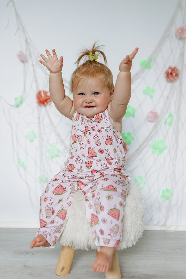 Dream Big Little Co SWEET SUMMERTIME DREAM SMOCKED JUMPSUIT