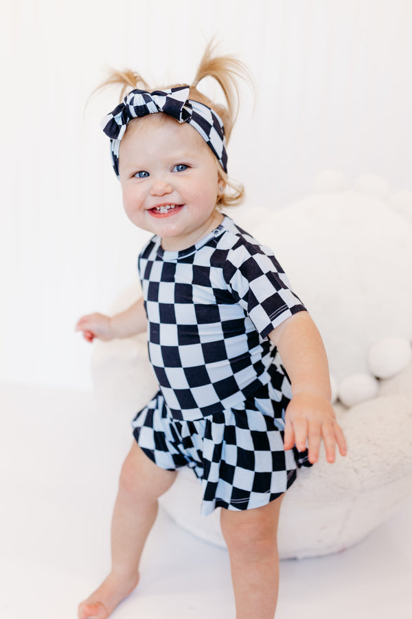 Dream Big Little Co MIDNIGHT CHECKERS DREAM BODYSUIT DRESS