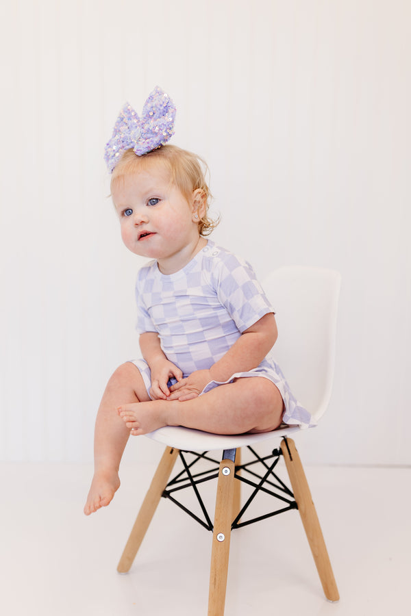 Dream Big Little Co Cloudy Checkers Dream Bodysuit Dress