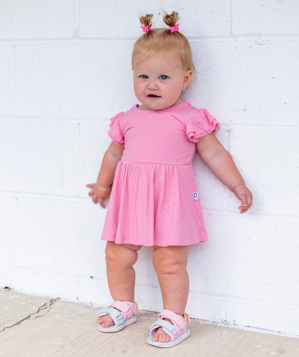 Dream Big Little Co Bubblegum Rib Dream Cap Sleeve Bodysuit Dress