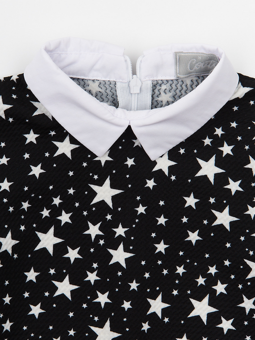 Mia Belle Girls Black Stellar Star Collared Dress by Kids Couture