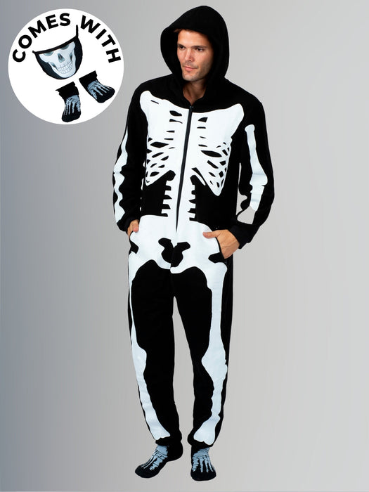 Mia Belle Girls Family Bone-afide Best Skeleton Hoodie Onesie Pajama Set