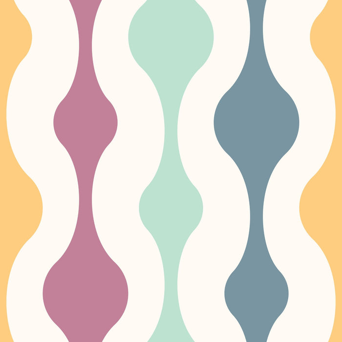 TeepeeJoy Abstract Peel and Stick Wallpaper or Traditional Wallpaper - Pastel Serenity Waves