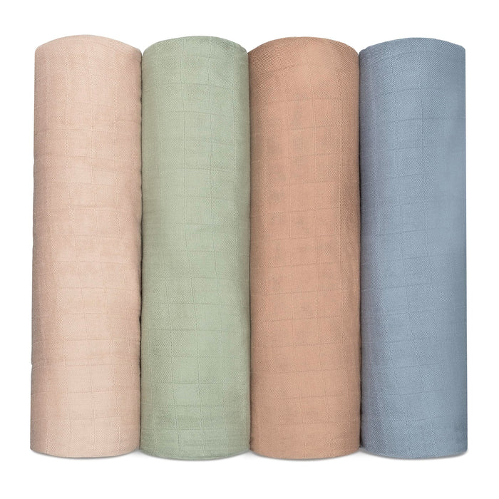 Comfy Cubs Baby Muslin Swaddle Blankets 4 Pack - Pacific, Cedar, Sage, Blush