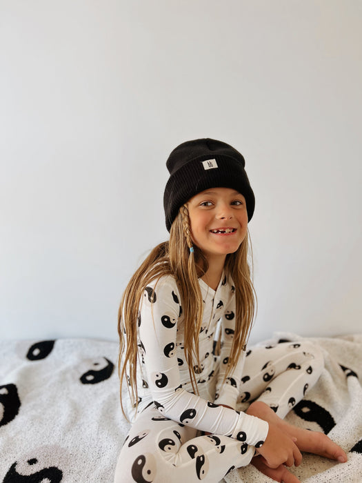 forever french baby Bamboo Two Piece Pajama | Black & White Yin Yang