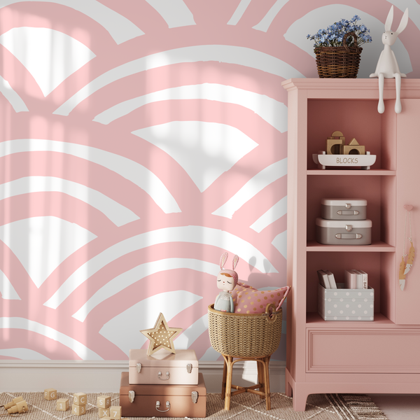 Ondecor Pink Abstract Kids Peel and Stick Removable Wallpaper - A568