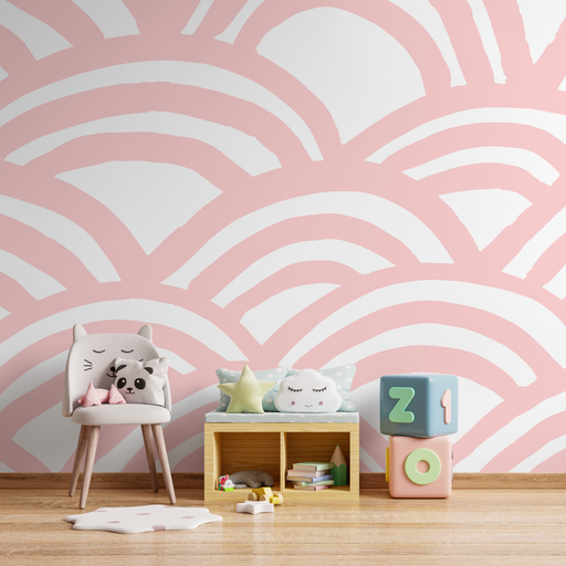 Ondecor Pink Abstract Kids Peel and Stick Removable Wallpaper - A568