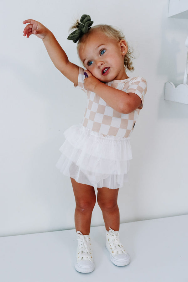 Dream Big Little Co SANDY CHECKERS DREAM TUTU BODYSUIT DRESS