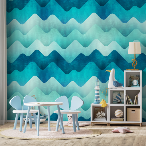 Ondecor Removable Wallpaper Scandinavian Wallpaper Blue Waves Wallpaper Peel and Stick Wallpaper Wall Paper - A968