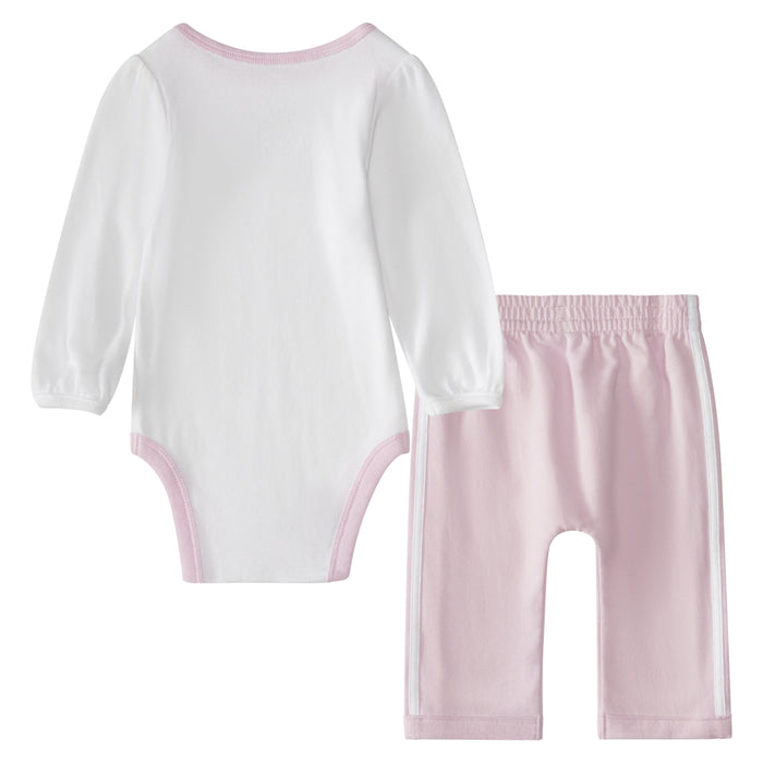 Adidas Baby Girl Graphic Bodysuit & Jogger Pants Set in Pink