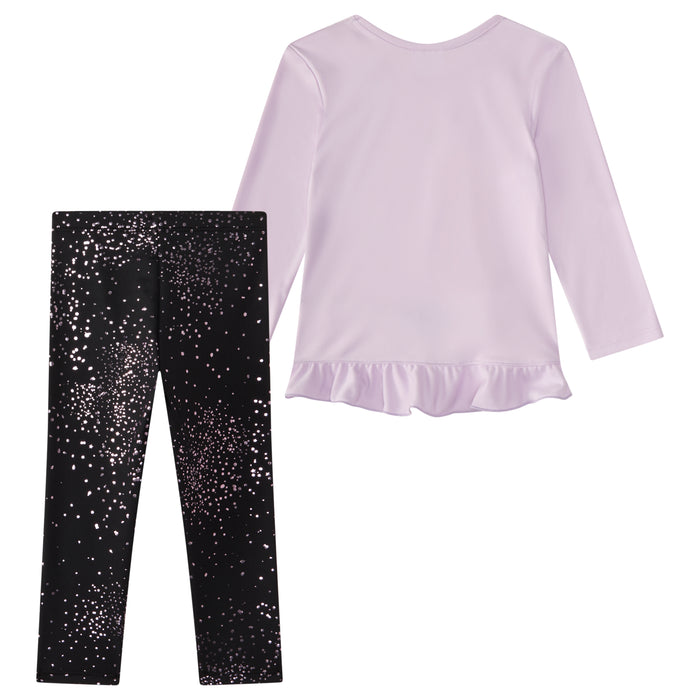 Adidas Cross Over Melange Top with All Over Print Legging Set in Lavender