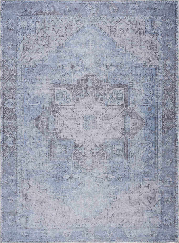 Hauteloom Aqua Rosman Washable Runner & Area Rug