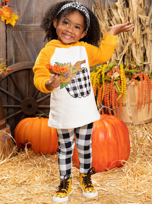 Mia Belle Girls Plush Pumpkin Raglan Hoodie