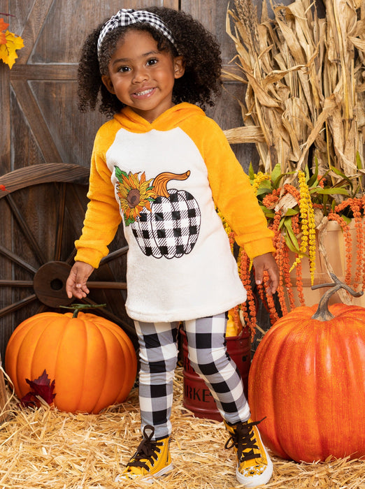 Mia Belle Girls Plush Pumpkin Raglan Hoodie