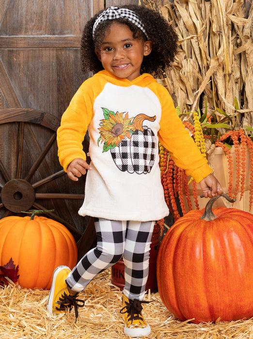 Mia Belle Girls Plush Pumpkin Raglan Hoodie