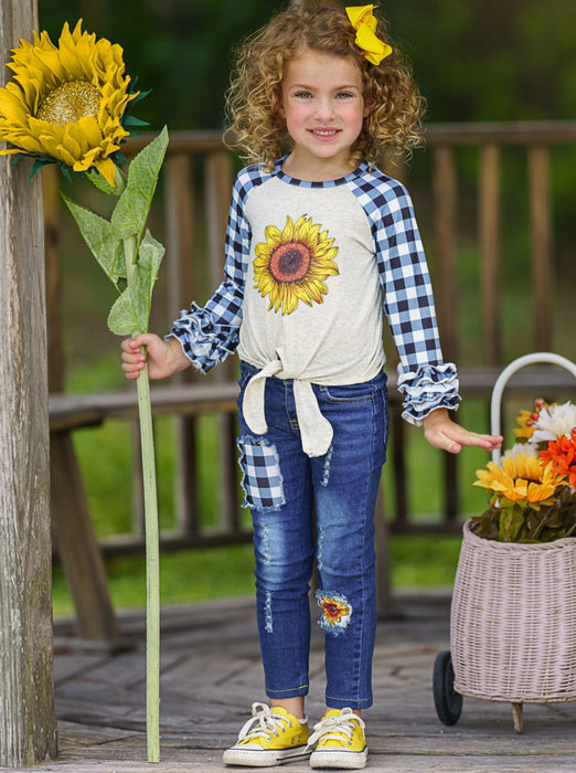 Mia Belle Girls My Pretty Flower Patched Jeans Set