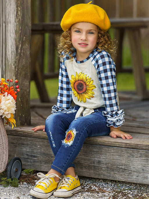 Mia Belle Girls My Pretty Flower Patched Jeans Set