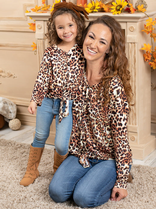 Mia Belle Girls Mommy and Me Born Wild Knot Hem Top