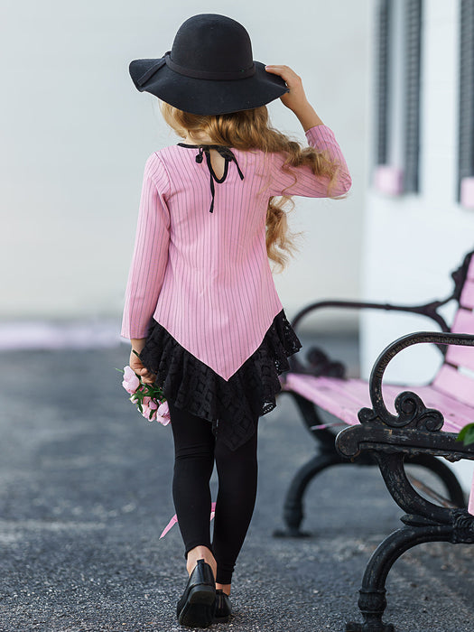 Mia Belle Girls Fine Lines Lace Tunic and Trimmed Legging Set