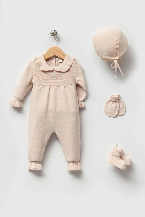 THA Dressing Alicia Beige Newborn Knitwear Coming Home Set (5 pcs)