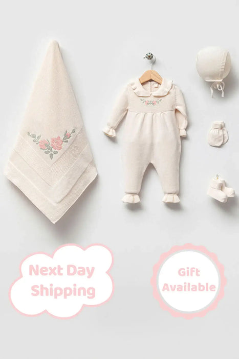 THA Dressing Alicia Cream Newborn Knitwear Coming Home Set (5 pcs)