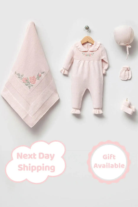 THA Dressing Alicia Pink Newborn Knitwear Coming Home Set (5 pcs)