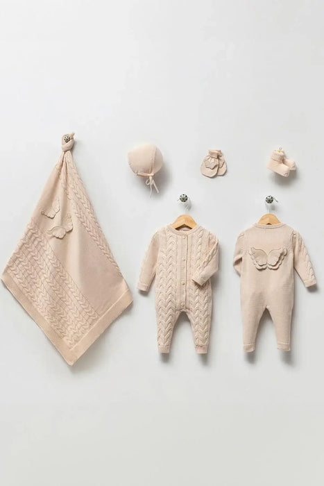 THA Dressing Angel Beige Newborn Knitwear Coming Home Set (5 pcs)