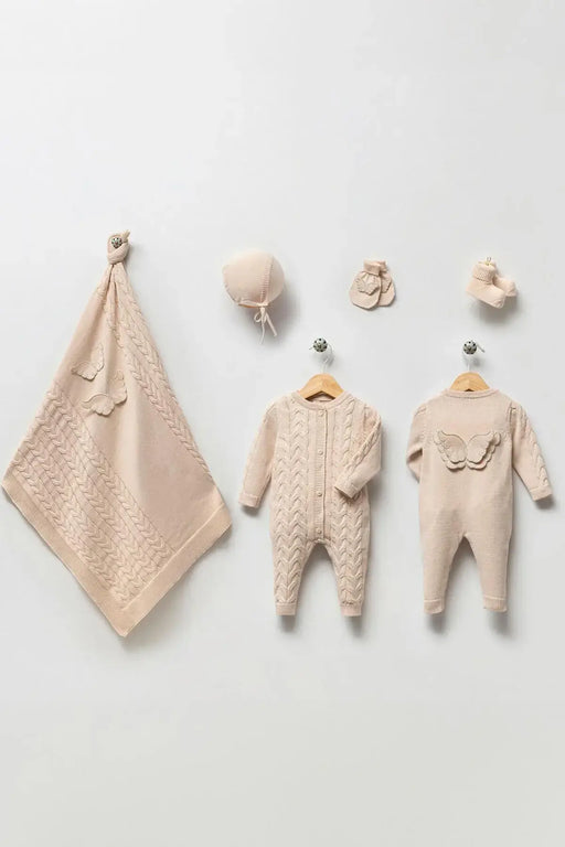 THA Dressing Angel Beige Newborn Knitwear Coming Home Set (5 pcs)