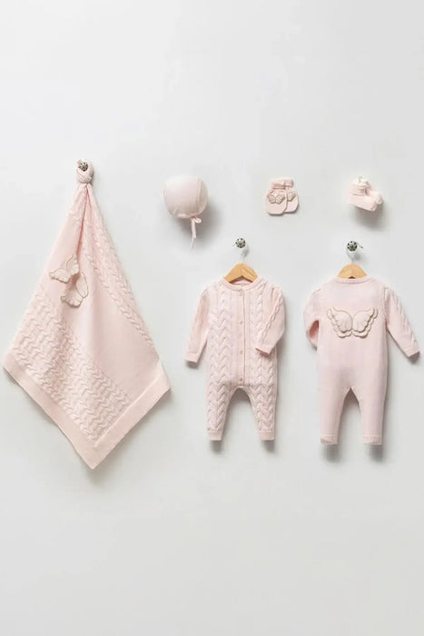 THA Dressing Angel Pink Newborn Knitwear Coming Home Set (5 pcs)