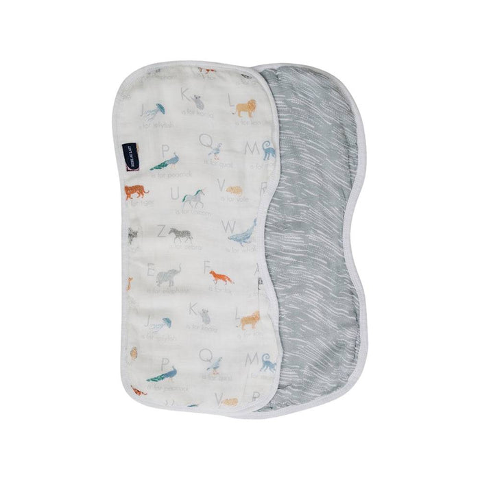 Bebe Au Lait® Animal Alphabet + Grey Crayon Oh So Soft Muslin Blend Burp Cloth Set, 2 Pack