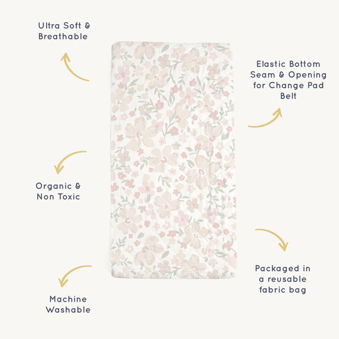 Makemake Organics Organic Changing Pad Cover - Blossom