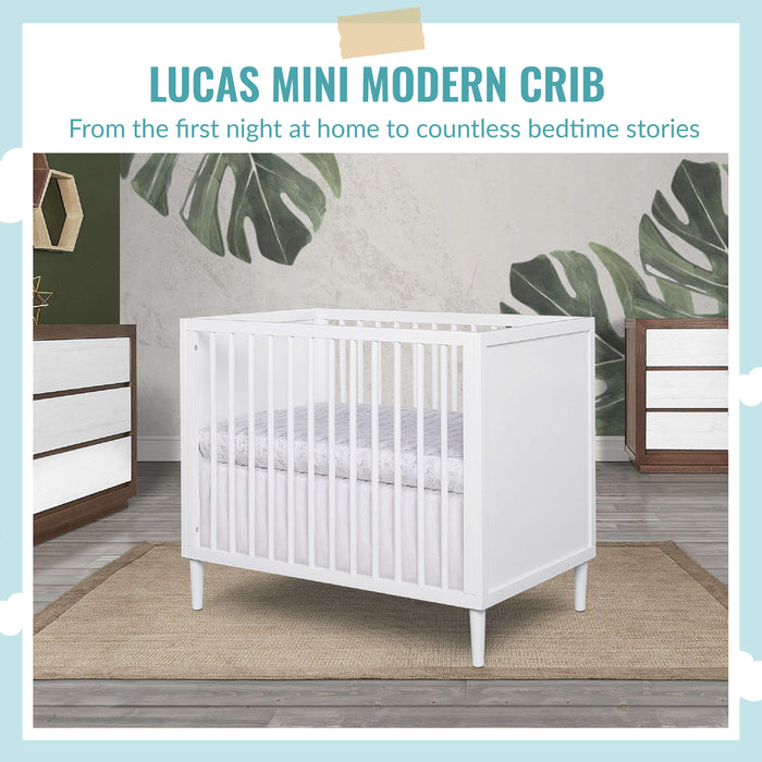 Dream On Me Lucas Mini Modern Portable Crib With Rounded Spindles