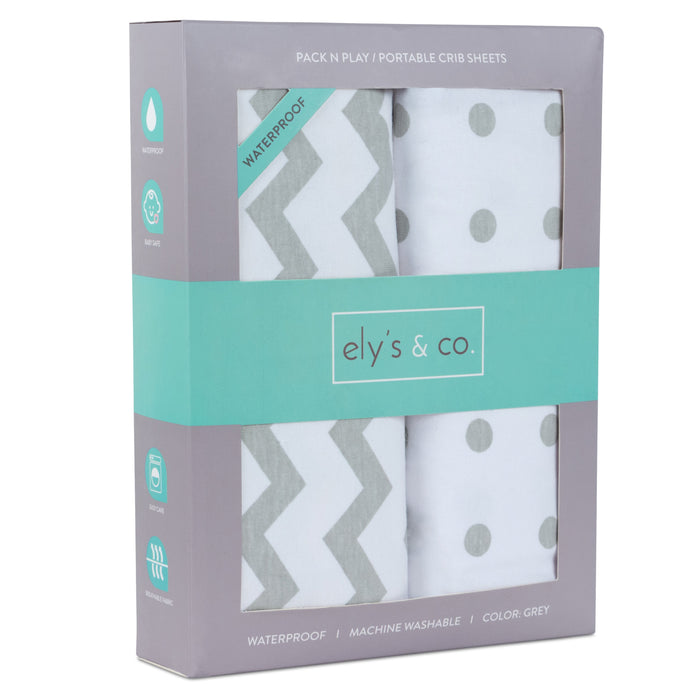 Ely's & Co. Waterproof Pack N Play I Portable Crib Sheet Set