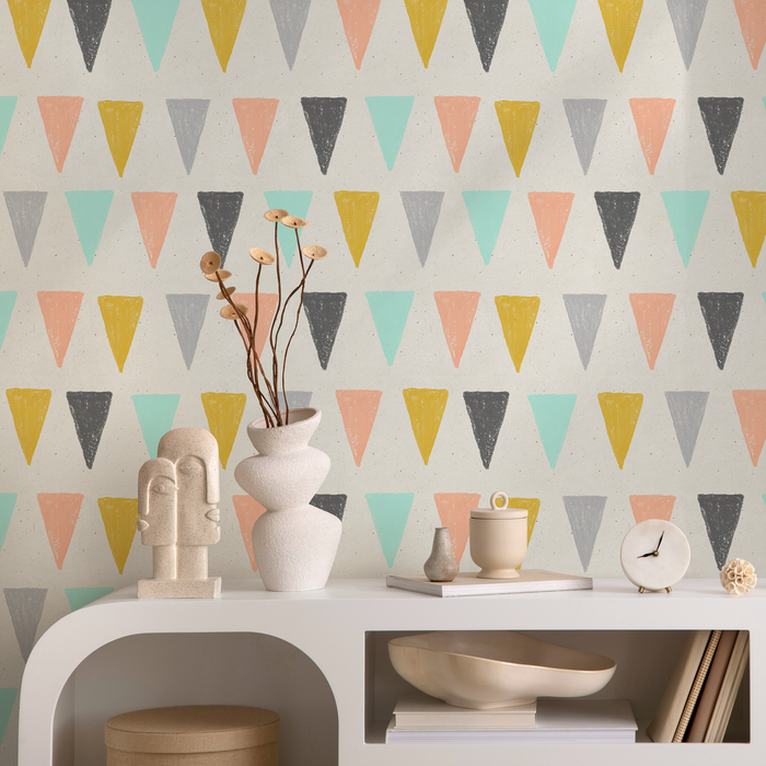 Ondecor Colorful Triangles Geometric Wallpaper Removable Wallpaper Scandinavian Wallpaper Peel and Stick and Traditional Wallpaper Wall Paper - B075