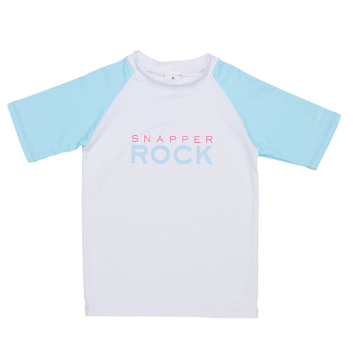 Snapper Rock Lt Blue Sleeve Sustainable Short Sleeve Rash Top