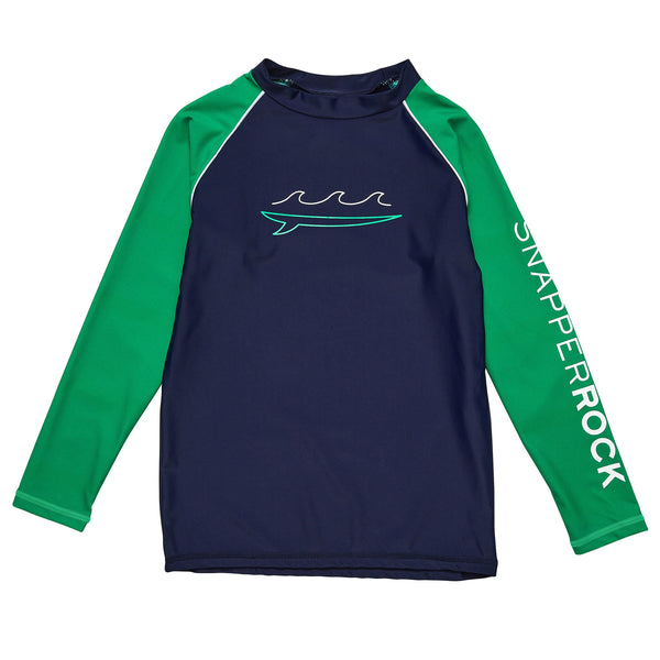 Snapper Rock Navy Wave Long Sleeve Rash Top