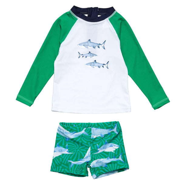 Snapper Rock Reef Shark Long Sleeve Baby Set