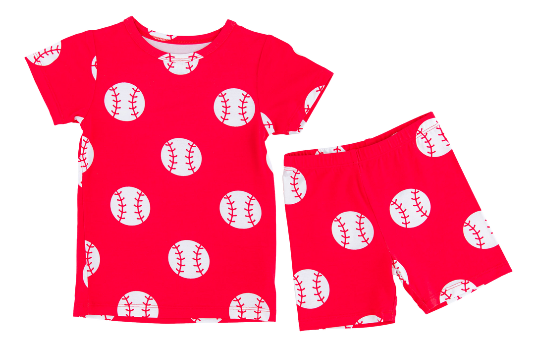 Birdie Bean Baseball 2-piece pajamas- RED