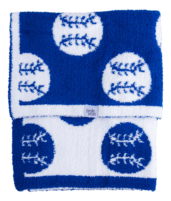 Birdie Bean baseball plush blanket- BLUE/STROLLER