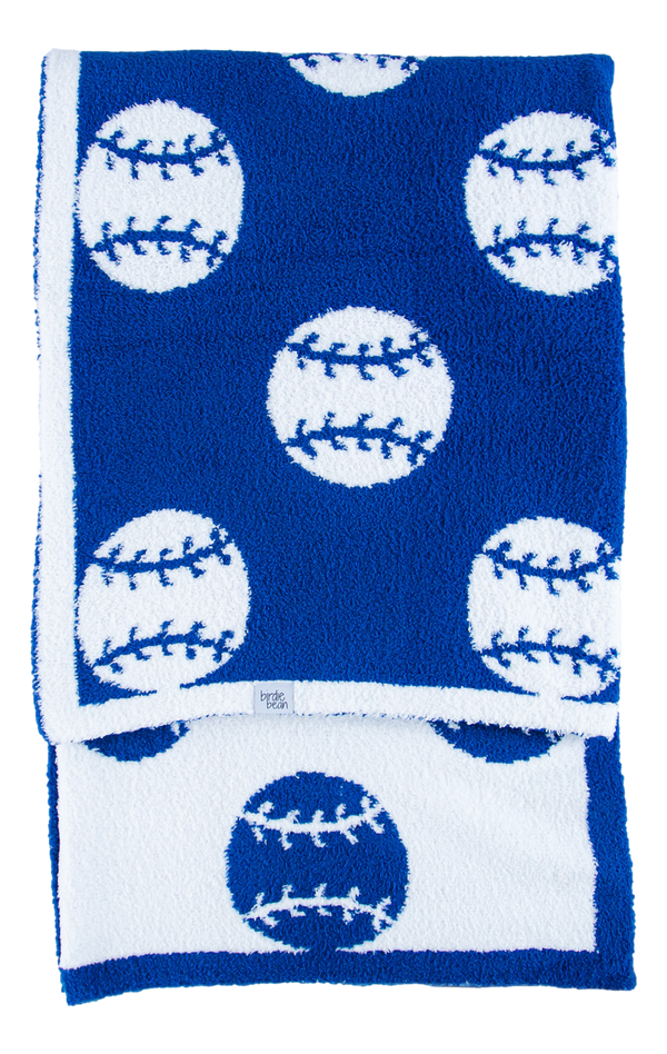 Birdie Bean baseball plush blanket- BLUE/TODDLER