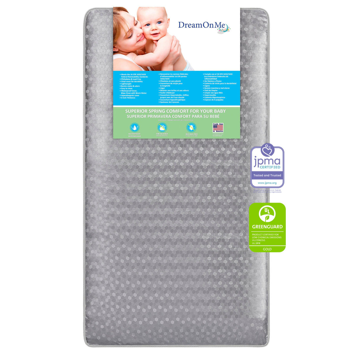 Dream On Me Superior Slumber 6” 112 Coil Inner Spring Crib And Toddler ...