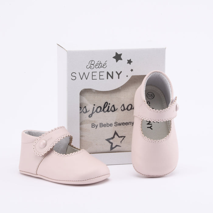 Bebe Sweeny Girls Pink Leather Pre-Walker Shoes | Velcro Fastening Strap