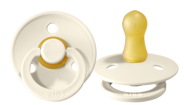 BIBS Colour 2 Pack Latex Pacifiers in Ivory/Petrol