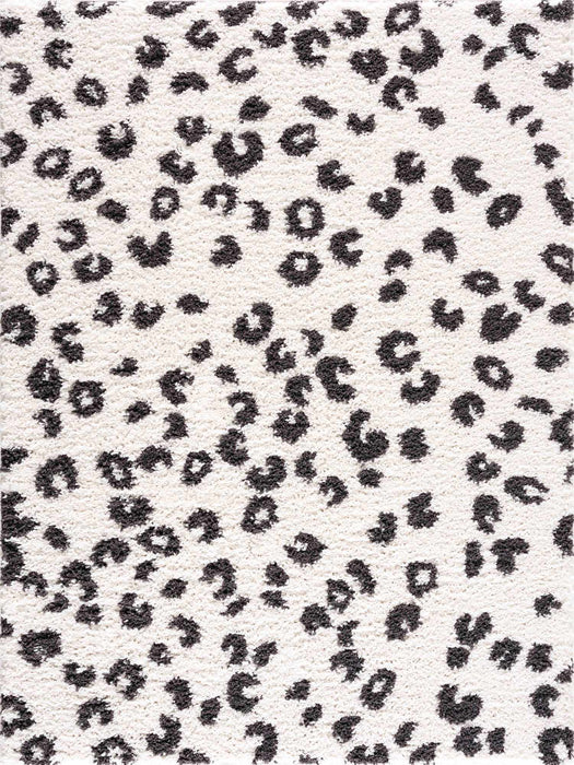 Hauteloom Zhen Black Spots White Leopard Shag Rug