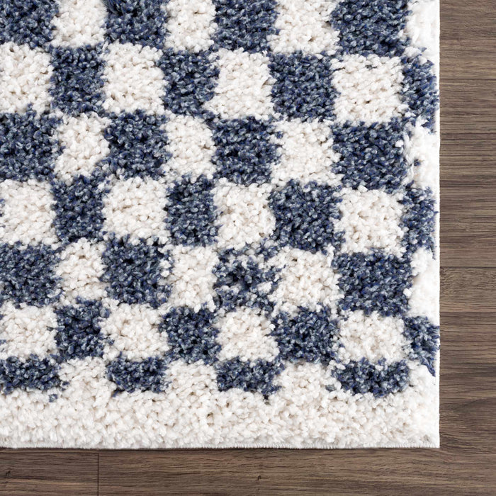 Hauteloom Kieu Blue & White Checkered Area Rug