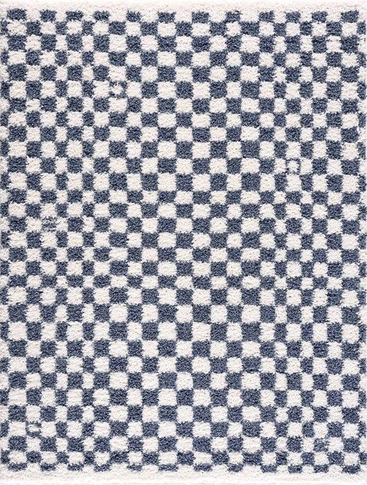 Hauteloom Kieu Blue & White Checkered Area Rug