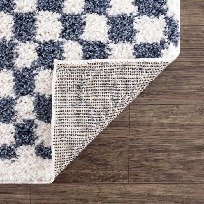 Hauteloom Kieu Blue & White Checkered Area Rug