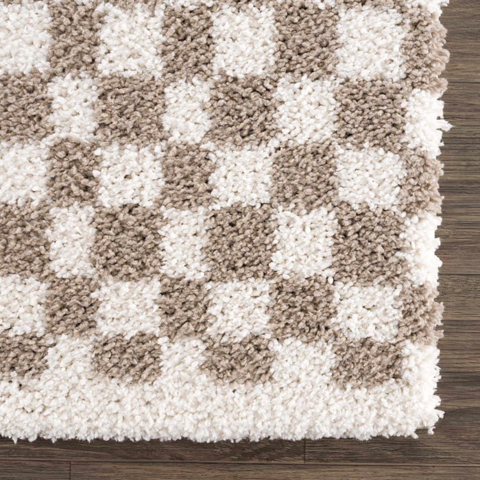 Hauteloom Kieu Light Gray & Taupe Checkered Area Rug