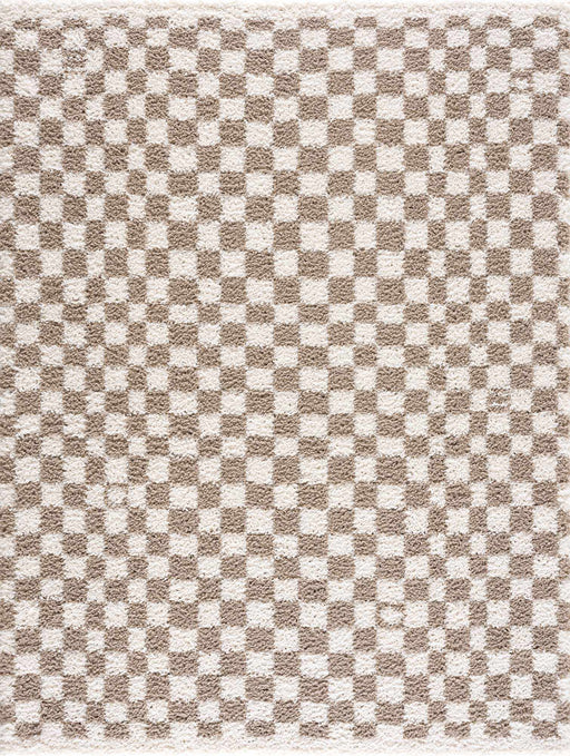 Hauteloom Kieu Light Gray & Taupe Checkered Area Rug