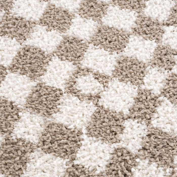 Hauteloom Kieu Light Gray & Taupe Checkered Area Rug